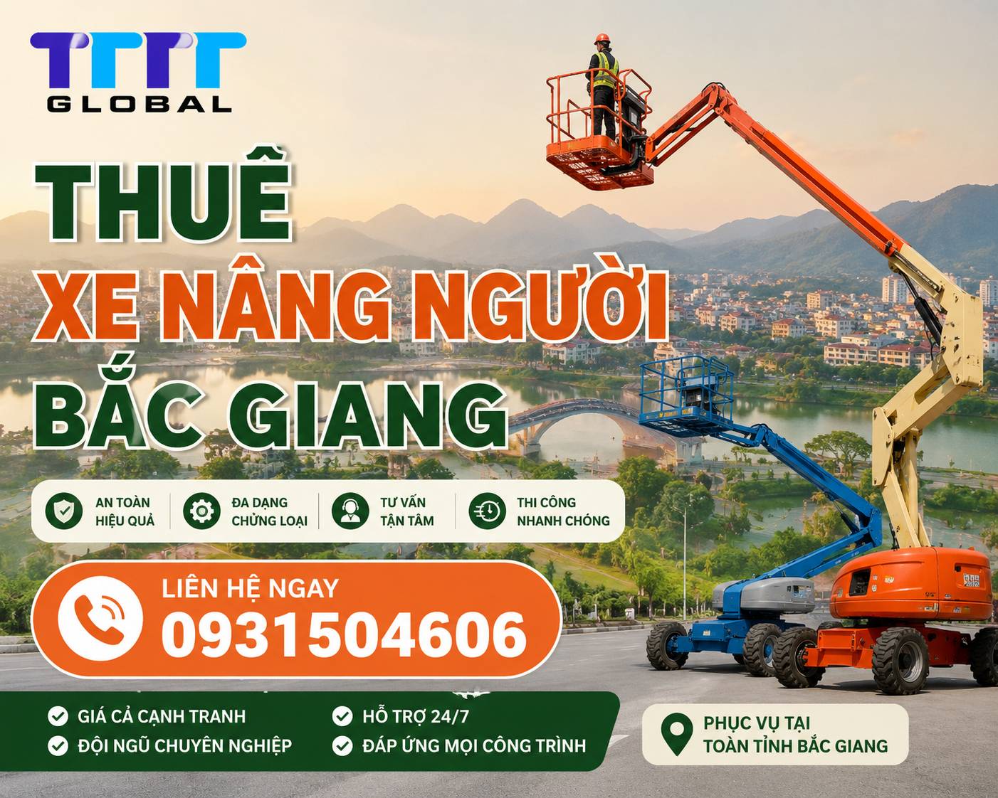 Thuê xe nâng người Bắc Giang giá cả và chất lượng số 1? Thuê xe nâng người Bắc Giang