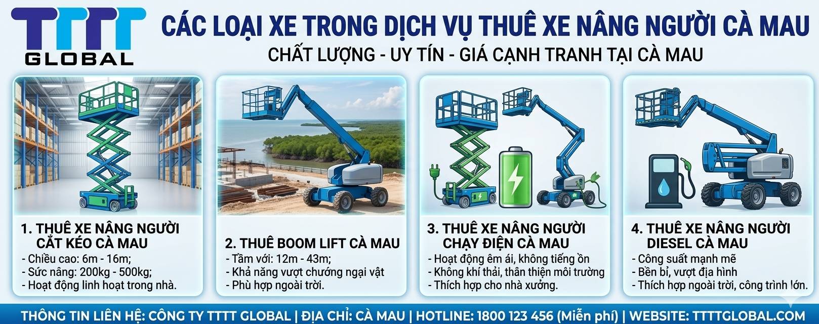 Thuê Xe Nâng Người Cà Mau Giá Tốt, Giao Nhanh 24/7. Chi tiết giá? thue xe nang nguoi ca mau