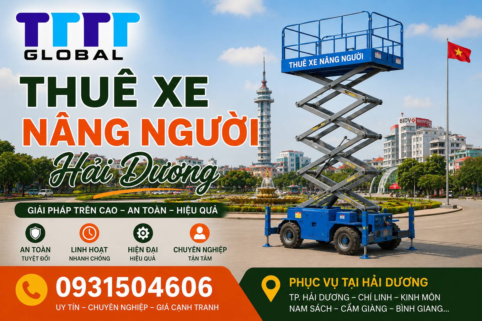 Thuê xe nâng ngườ Hải Dương