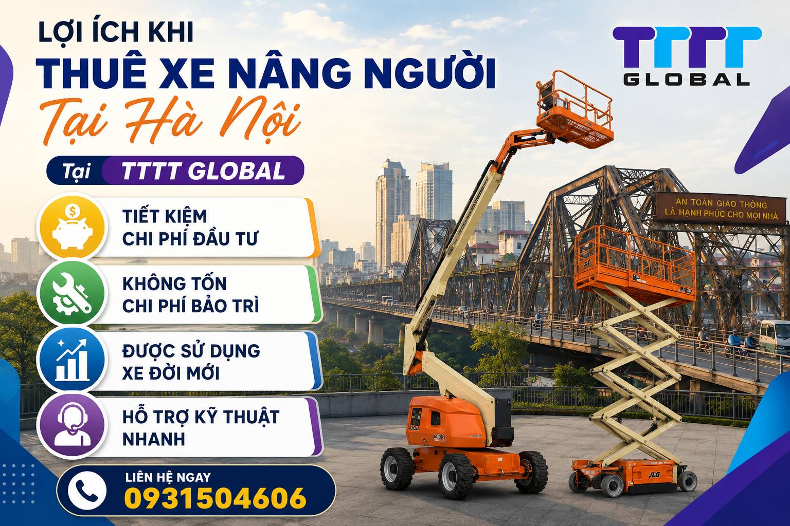Thuê xe nâng người tại Hà Nội phục vụ cho đô thị hóa, Xu hướng tương lai? Thuê xe nâng người tại Hà Nội