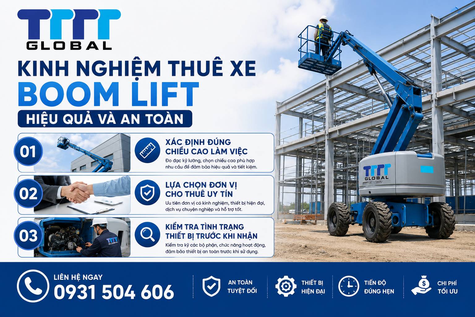 Thuê xe boom lift loại 10 đến 58m giá bao nhiêu? Bảng giá bên dưới thuê xe nâng boom lift