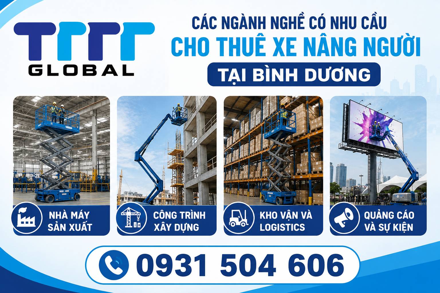 Cho thuê xe nâng người tại Bình Dương