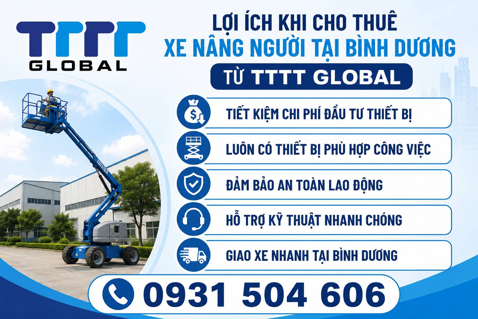 Cho thuê xe nâng người tại Bình Dương