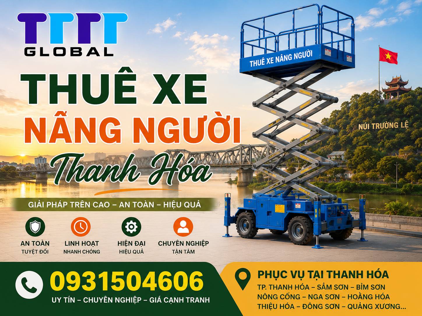 Thuê xe nâng người Thanh Hóa ở miền bắc số 1 chất lượng? Thuê xe nâng người Thanh Hóa