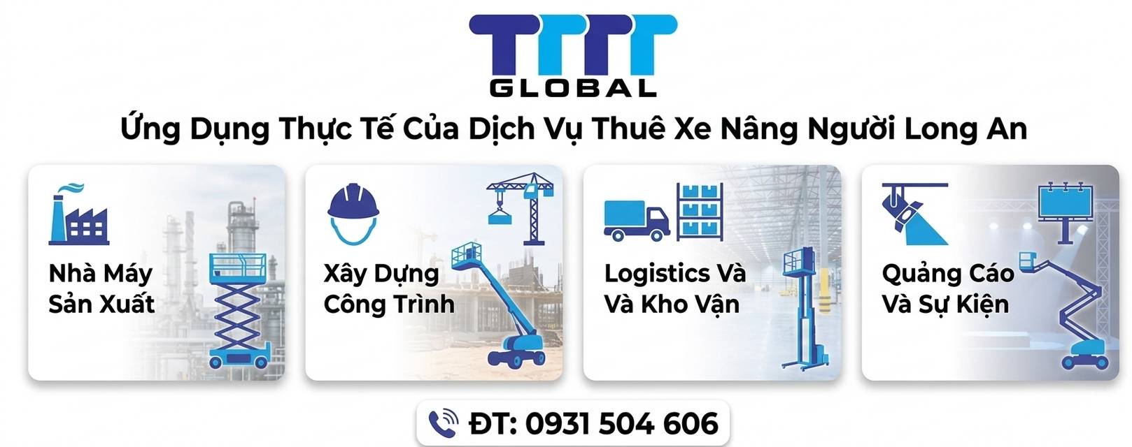 Thuê xe nâng người Long An gần nhất, giá hạt dẻ 10-50m? Chi tiết giá? thuê xe nâng người Long an